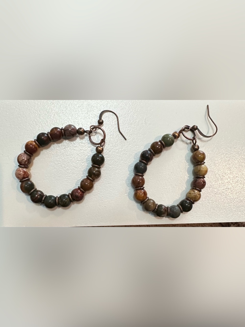 Handcrafted Multicolor Stone Beaded Hoop Earrings